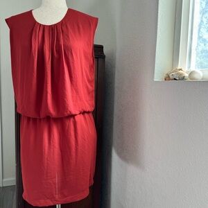 Opullence Red Pleated Dress with Cinched Waist | Size 8
